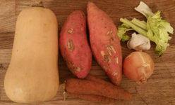 Sweet potato and squash soup ingredients