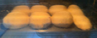 Brown buns in the oven cooking